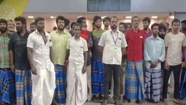 India News | 25 Indian Fishermen Arrested by Sri Lanka Return to Chennai