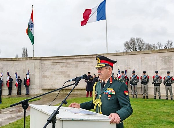 India News | Army Chief General Dwivedi Pays Tribute to Soldiers at War Memorial in France