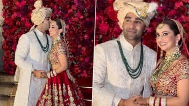 Alekha Advani Blushes As Aadar Jain Plants a Kiss While Posing for Paparazzi After Wedding (Watch Video)