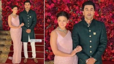 Alia Bhatt and Ranbir Kapoor Exude Elegance in Ethnic Couture at Aadar Jain and Alekha Advani’s Star-Studded Wedding (Watch Video)