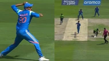 Imam-Ul-Haq Run Out Video: Axar Patel Catch Pakistan Opener Short at Non-Striker’s End With Direct Hit During IND vs PAK ICC Champions Trophy 2025 Match (Watch Video)