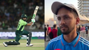 Indian Fan Shows Support for Babar Azam in Dubai Ahead of IND vs PAK ICC Champions Trophy 2025 Match, Says Pakistan Star's Cover Drive Is 'Better Than Virat Kohli's' (Watch Video)