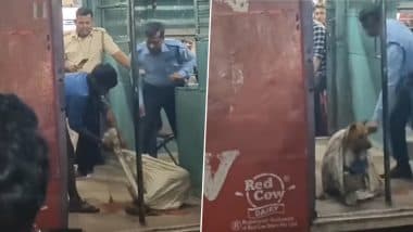 Animal Cruelty in Kolkata: Dog Stuffed in Jute Bag Dumped on Train at Barasat Junction in West Bengal, Rescued Safely by Officials; Video Surfaces