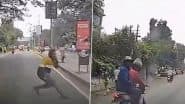 Fake Accident Caught On Dashcam in Bengaluru: Man Deliberately Falls in Front of Moving Car in Whitefield As 2 Men on Bike Act As Witnesses, Video of Fraud Act Goes Viral