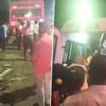 Chennai Road Accident: 6 Passengers Injured After City Bus Collides With Stationary Road Roller on Flyover in Ennore (Watch Video)