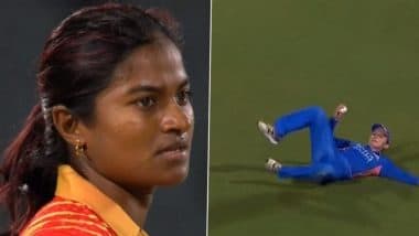 Amelia Kerr Takes Excellent Catch at Deep Mid-Wicket To Dismiss Dayalan Hemalatha During GG-W vs MI-W WPL 2025 Match (Watch Video)