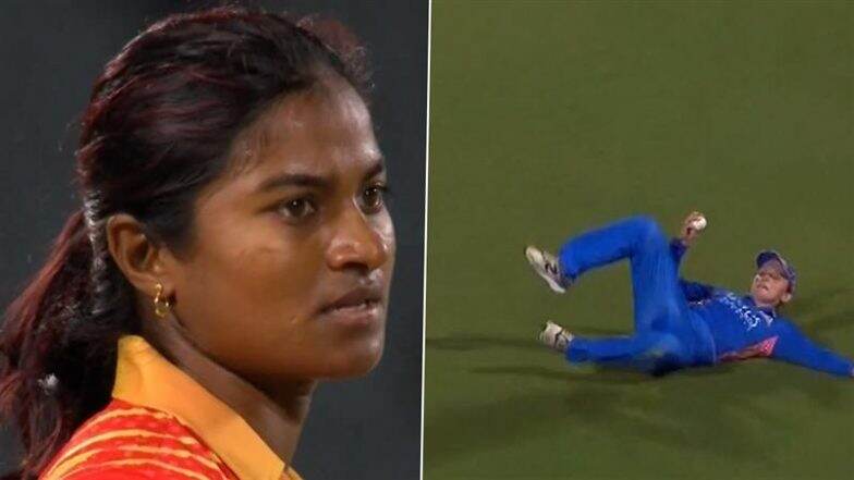 Amelia Kerr Takes Excellent Catch at Deep Mid-Wicket To Dismiss Dayalan Hemalatha During GG-W vs MI-W WPL 2025 Match (Watch Video)