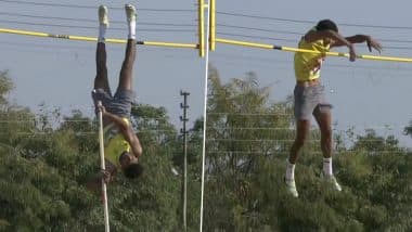 Dev Meena Breaks National Record in Men's Pole Vault As He Wins Gold Medal at the 38th National Games in Uttarakhand (Watch Video)