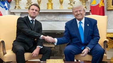 Donald Trump Expresses Hope Russia’s War in Ukraine Nearing Endgame as US President Meets With French President Emmanuel Macron (See Pics and Video)