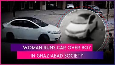 Ghaziabad: Woman Runs Car Over Boy in Society Complex, Flees From Spot; FIR Registered After Terrifying Video Goes Viral