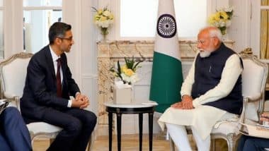 AI Action Summit in Paris: PM Narendra Modi Meets Google CEO Sundar Pichai in France, Discusses 'India's Digital Transformation' (See Pic)