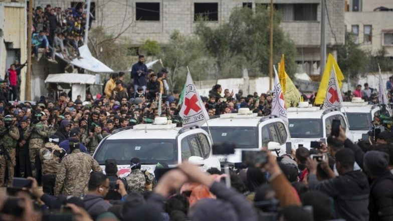 Hamas Hands over to Red Cross 4 Dead Hostages from Gaza as Palestinians Leave Israeli Prison