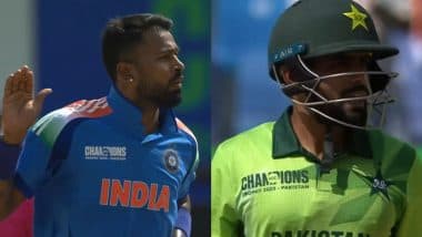 Hardik Pandya's 'Bye Bye' Celebration Goes Viral After Dismissing Babar Azam in IND vs PAK ICC Champions Trophy 2025 Match (Watch Video)