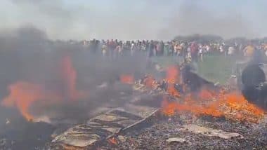 IAF Plane Crash Video: Mirage 2000 Fighter Jet Crashes Near Shivpuri in Madhya Pradesh During Training Sortie, Pilots Safe; Probe Ordered