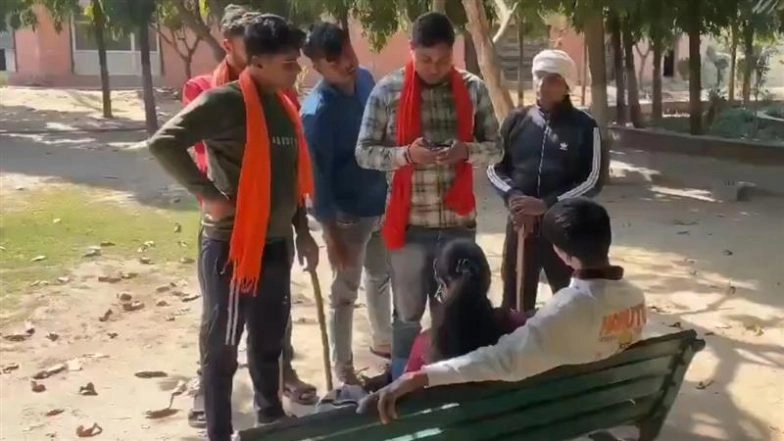 Hindu Jagruti Manch Members Patrol Park With Sticks and Batons in Ghaziabad Ahead of Valentine’s Day, Video Surfaces