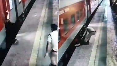 Mumbai: Alert RPF Personnel Saves Man's Life Who Fell on Platform While Boarding Train at Andheri Station, Video Surfaces