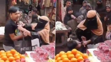 Kanpur: Woman Slaps Man 14 Times in 48 Seconds After He Touches Her Inappropriately in Bekanganj Market; Video Goes Viral