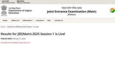 JEE Main Results Out: NTA Announces Joint Entrance Examination BE and B.Tech Paper at jeemain.nta.nic.in; 14 out of 12 Lakh Candidates Score 100% in Paper 1