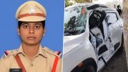 Jagtial Road Accident: Woman Sub-Inspector and Biker Killed After She Loses Control of Her Car and Hits Two-Wheeler Before Crashing Into Roadside Tree in Telangana (Watch Video)