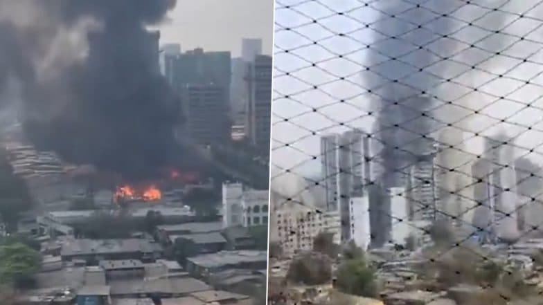 Jogeshwari Fire: Massive Blaze Erupts at Furniture Godown in Mumbai's Oshiwara Furniture Market, Video Shows Black Smoke Covering Skies