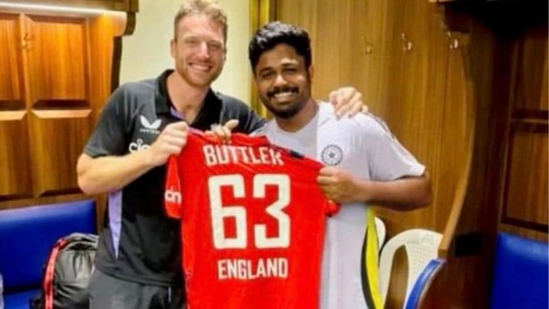 Sanju Samson and Jos Buttler Exchange Jerseys After IND vs ENG 2025 T20I Series, Ex-Rajasthan Royals Teammates Share Fun Nicknames for Each Other (See Pic)