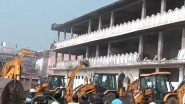 Bulldozer Action in Uttar Pradesh: Authorities Begin Demolition of 3-Storey Madni Mosque in Kushinagar After Stay Order Issued by High Court Lapses on February 8 (Watch Videos)