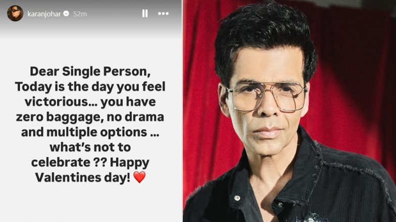 Valentine’s Day 2025: Karan Johar’s Witty Message Celebrates the Joy of Being Single, Says ‘Today Is the Day You Feel Victorious’ (View Post)