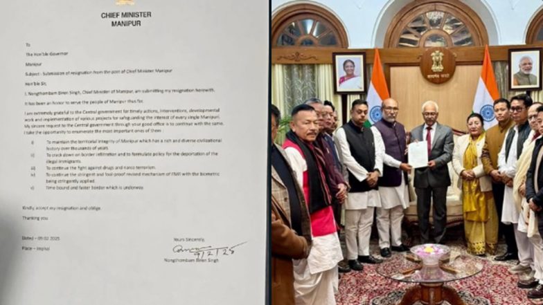 Manipur CM N Biren Singh Quits, Submits Resignation Letter to Governor Ajay Kumar Bhalla