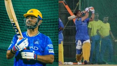 MS Dhoni Starts Training With CSK, 'Thala' Smashes Big Hits in Net Session Ahead of IPL 2025 (See Pics and Video)