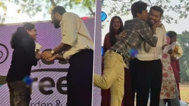 Mathew Thomas Gets a Kiss From a Male Fan, While a Young Girl Goes Down on One Knee With Flowers During ‘Nilavuku En Mel Ennadi Kobam’ Promotions (Watch Viral Videos)