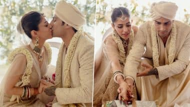 Prateik Babbar Marries Priya Banerjee on Valentine’s Day; Actor Kisses Bride in First Pics From Their Stunning Wedding!