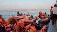 Prayagraj Boat Capsize: Boat Carrying 15 People Sinks Near Arail Ghat in Uttar Pradesh, All Passengers Rescued Safely (Watch Videos)