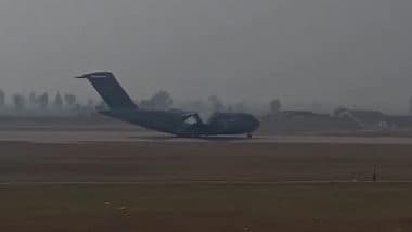 Punjab: US Military C-17 Aircraft Carrying First Batch of 104 Illegal Indian Immigrants Reaches Sri Guru Ram Dass Jee International Airport in Amritsar (Watch Videos)