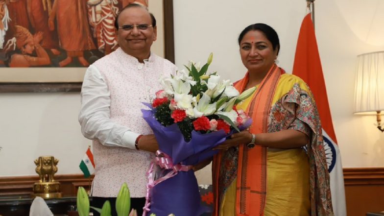 BJP Leader Rekha Gupta Meets Delhi LG, Stakes Claim To Form Govt