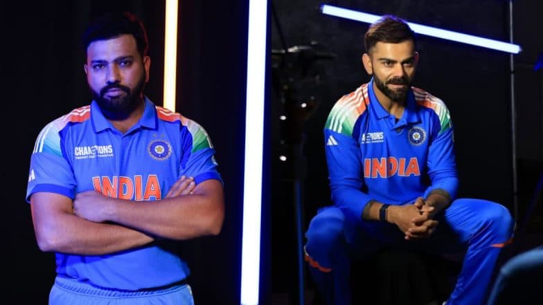 India's Jersey for ICC Champions Trophy 2025: Rohit Sharma, Virat Kohli and Other Indian Cricket Team Players Pose in Official Kit Featuring Pakistan's Name (See Pics)