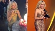 Sabrina Carpenter&rsquo;s &lsquo;Thirsty&rsquo; Move at the Grammys 2025: American Singer&rsquo;s Bedazzled Flask Matching Her Strapless Golden Gown Goes Viral (Watch Video)