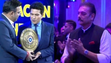 Sachin Tendulkar Receives Standing Ovation While Receiving Col CK Nayudu Lifetime Achievement Award from ICC Chairman Jay Shah at BCCI Awards 2025 (Watch Video)