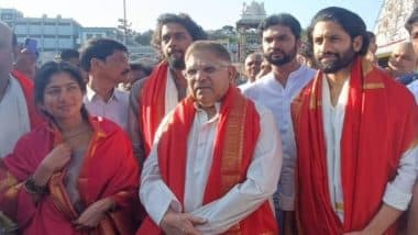 Naga Chaitanya and Sai Pallavi Visit Tirupati Temple with ‘Thandel’ Team to Offer Prayers After Film’s Box Office Success (View Pic)