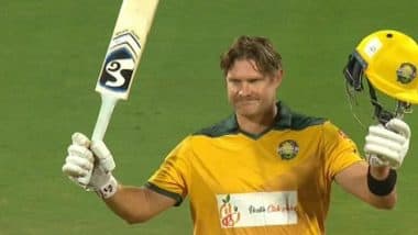 Shane Watson Scores First-Ever Century in International Masters League, Achieves Feat off Just 48 Balls During West Indies Masters vs Australia Masters IMLT20 2025 Match