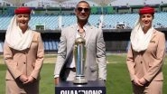 Shikhar Dhawan Attends India vs Bangladesh ICC Champions Trophy 2025 Match As Brand Ambassador With the Trophy, Meets Former Teammates Rohit Sharma and Virat Kohli (Watch Video)
