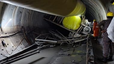 Telangana Tunnel Collapse: 8 Workers Still Trapped, NDRF Intensifies Rescue Efforts After Roof of Srisailam Left Bank Canal Tunnel Project Collapses in Nagarkurnool (Watch Video)