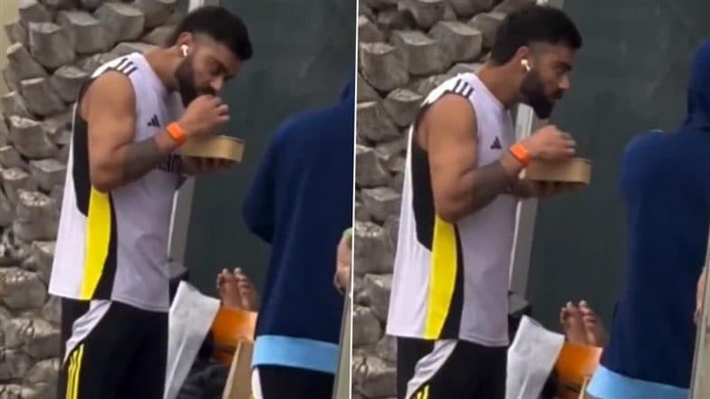 Virat Kohli Spotted Enjoying a Meal Amid Reports of Him Getting Special Food Delivery in Dubai Ahead of ICC Champions Trophy 2025, Video Goes Viral