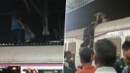 Mumbai: Drunk Man Climbs on Top of Local Train at Wadala Station, Cops Try To Bring Him Down As Harbour Line Services Witness Brief Disruption (See Pic and Videos)