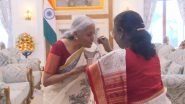 Union Budget 2025: President Droupadi Murmu Feeds Customary &lsquo;Dahi-Cheeni&rsquo; to FM Nirmala Sitharaman Ahead of Budget Speech in Lok Sabha (Watch Video)