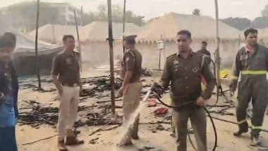 Mahakumbh Mela 2025 Fire: Blaze Erupts at Sector-25 of Vedic Tent City of Prayagraj; No Casualties (Watch Video)