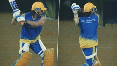 MS Dhoni Practices Power-Hitting! Former CSK Captain Seen Training at Chepauk Ahead of IPL 2025 (Watch Video)