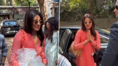 Priyanka Chopra Exudes Elegance in Orange Traditional Outfit at Brother Siddharth Chopra’s Pre-Wedding Celebration (Watch Video)