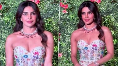 Priyanka Chopra Dazzles in Multicoloured Embroidered Outfit at Brother Siddharth Chopra’s Wedding Festivities (Watch Video)