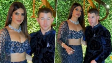 Priyanka Chopra and Nick Jonas Twin in Navy Blue Ethnic Wear at Siddharth Chopra's Sangeet Ceremony (Watch Video)