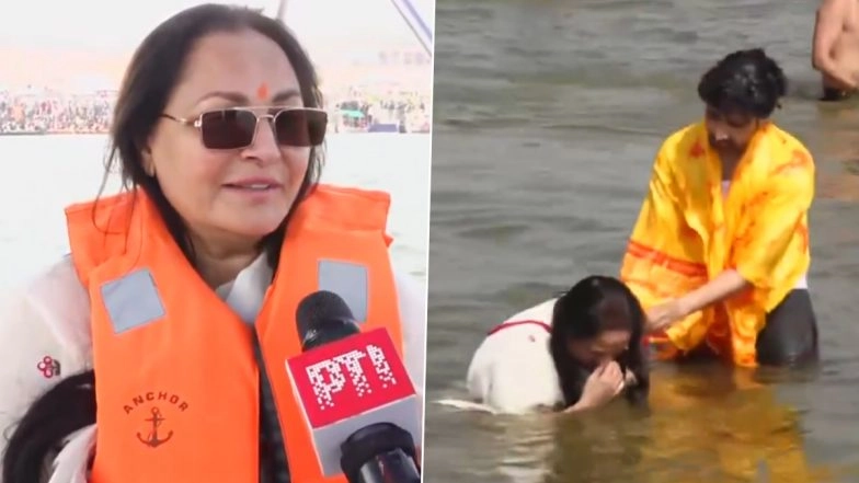 Maha Kumbh 2025: Jaya Prada Takes a Holy Dip at Triveni Sangam, Praises Grand Arrangements